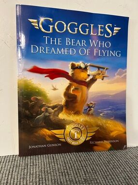Goggles the bear who dreamed of flying paperback book Jonathan Gibson airplane